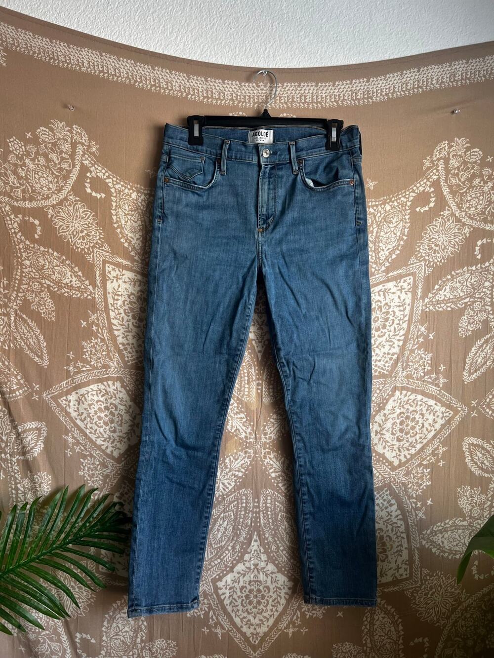 AGOLDE High Rise Slim Straight Ankle Jeans Medium Blue Wash Size 29